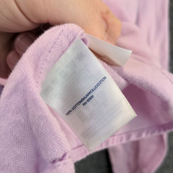 Lands' End Womens Button Front Shirt Purple 10 Cotton Long Sleeve Regular Fit - Picture 8 of 12